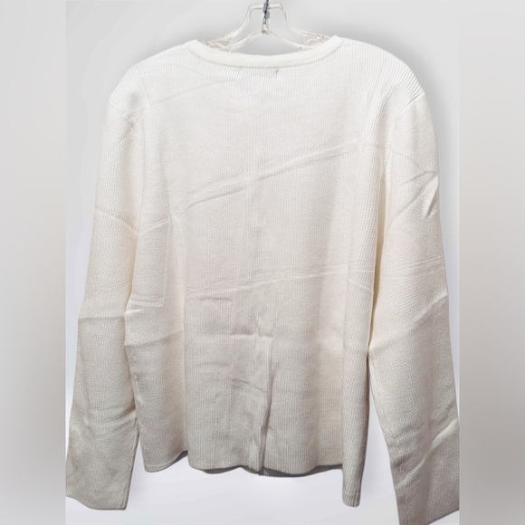 NWT Women’s Textured Knit Crew Neck Long Sleeved Sweater White Size L - Picture 5 of 7